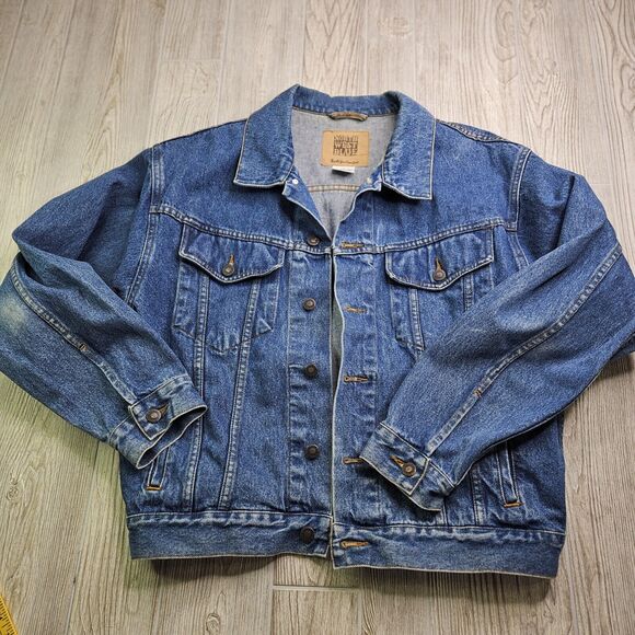 Northwest Blue Mens Medium Denim Jacket Trucker Jean Dark Blue Work - Picture 1 of 6